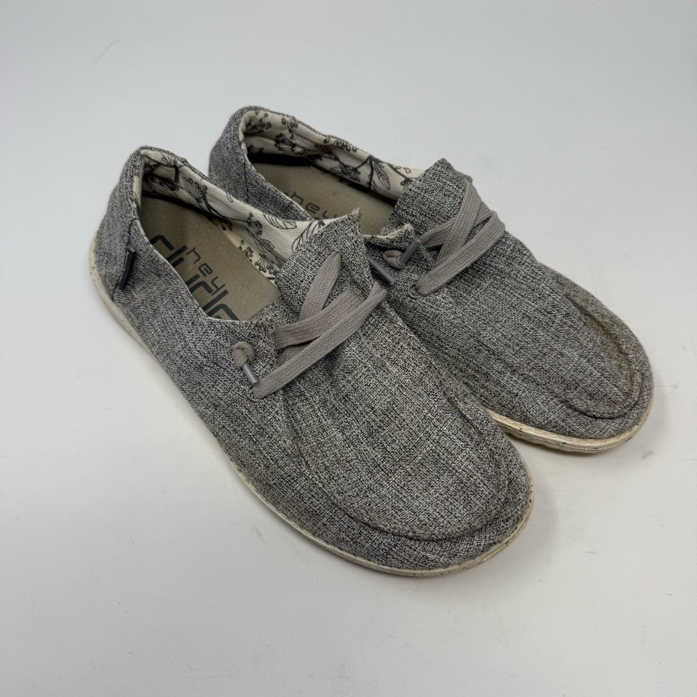 Hey Dude Grey Wendy Linen Slip-On Shoes Size Women’s 7
